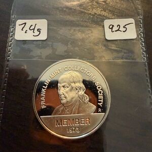 Franklin Mint Collectors Society Silver Coin